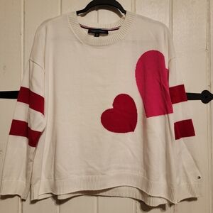Tommy Hilfiger Sweater Knit Heart Design Preppy Cozy Cute Valentine Size XL